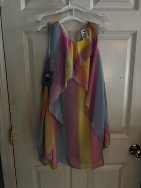 Joe-Ella Pastel Rainbow Ruffle Girls' Dress